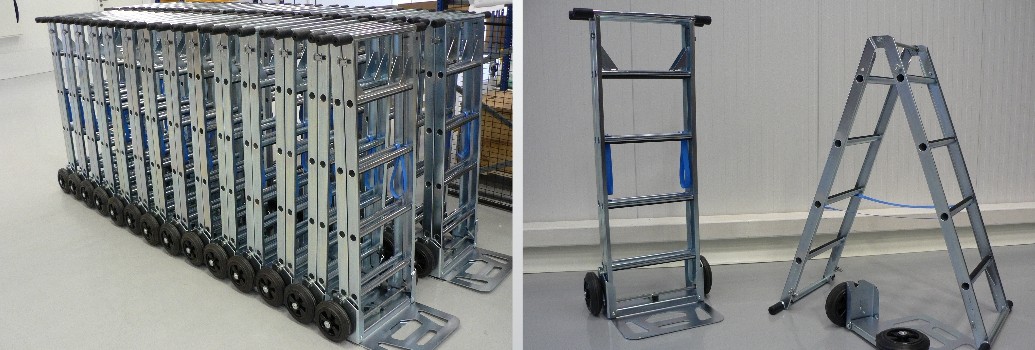 Serieproductie van de Scalamix Steekwagen en ladder in een